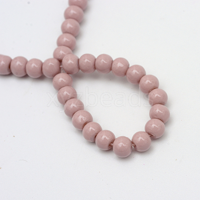 Painted Glass Beads Strands X-DGLA-S071-6mm-B24-1