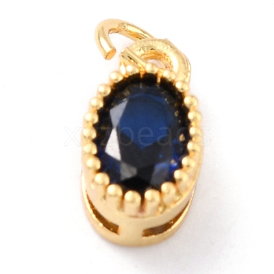 Real 18K Gold Plated Brass Inlaid Cubic Zirconia Charms ZIRC-L100-079G-02-1