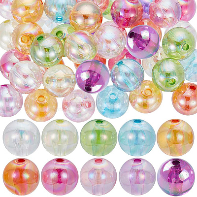 60Pcs 10 Colors Transparent Acrylic Beads MACR-SC0001-29-1