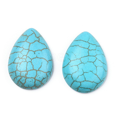 Craft Findings Dyed Synthetic Turquoise Gemstone Flat Back Teardrop Cabochons TURQ-S270-18x25mm-01-1