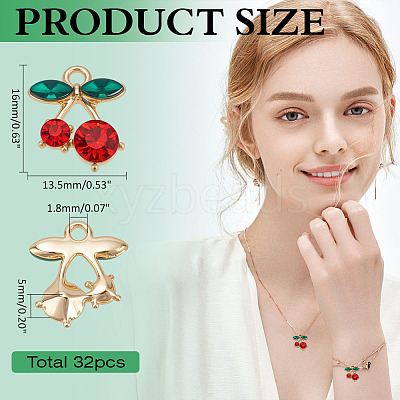 32Pcs Rack Plating Alloy Rhinestone Pendants FIND-ME0002-42-1