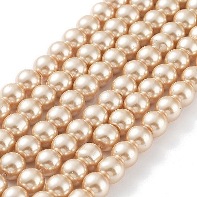 Baking Paint Pearlized Glass Pearl Round Bead Strands X-HY-Q330-8mm-42-1