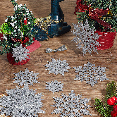 36Pcs Snowflake Plastic Pendant Decorations DIY-CP0013-33B-1