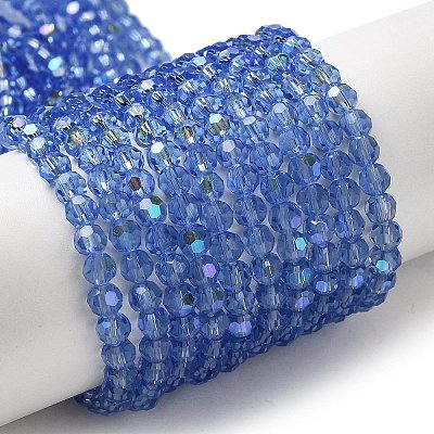 Electroplate Transparent Glass Beads Strands EGLA-A035-T4mm-L14-1