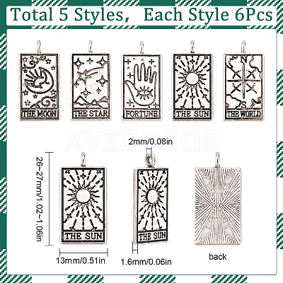 30Pcs 5 Style Tibetan Style Alloy Pendants FIND-SC0003-74-1
