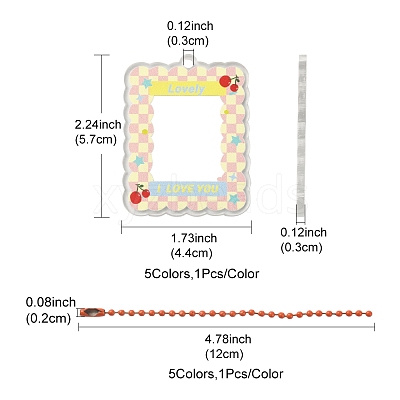 5Pcs 5 Colors Acrylic Photocard Sleeve Pendant Decoration DIY-FS0004-93-1