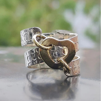 Hammered Alloy Finger Link Rings for Women FS-WG9B92C-01-1