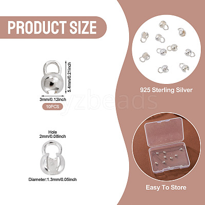 10Pcs 925 Sterling Silver Bead Tips Knot Covers STER-TA0001-50-1