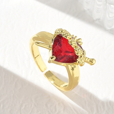 Brass & Glass Cuff Open Rings for Women KK-CBA760A-01B-G-1