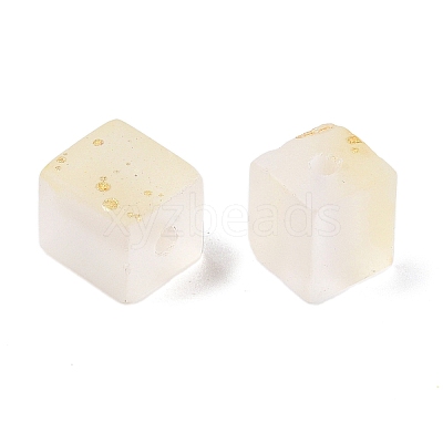 Frosted Glass Beads with Golden Glitter Powder DGLA-NH001-6mm-01A-1