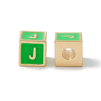 Rack Plating Brass Enamel Beads KK-B060-04G-02J-1