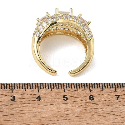 Brass Micro Pave Cubic Zirconia Cuff Open Rings for Women RJEW-L343-13G-03-1