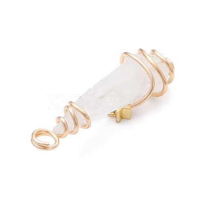 Electroplated Natural Quartz Crystal Dyed Copper Wire Wrapped Pendants PALLOY-JF02326-01-1