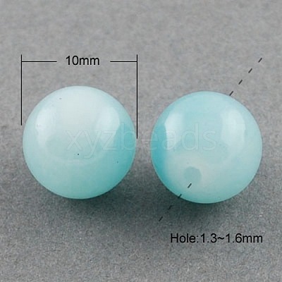 Imitation Jade Glass Round Beads Strands X-DGLA-S076-10mm-19-1