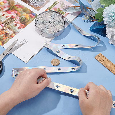 9 Yards Imitation Leather Ribbon with Platinum Plated Alloy Eyelets OCOR-AR0001-64B-1