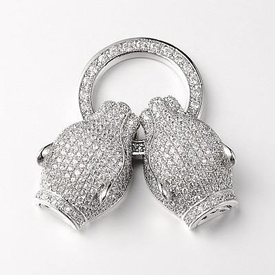 Brass Micro Pave Cubic Zirconia Fold Over Clasps ZIRC-M043-P-02-RS-1