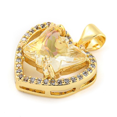 Rack Plating Brass Micro Pave Clear Cubic Zirconia Pendants ZIRC-L100-155G-01-1