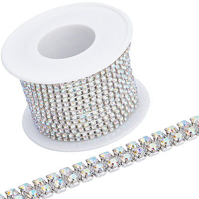 Silver Iron Rhinestone Strass Chains CH-WH0009-04S-02-1