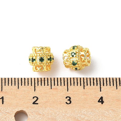 Brass Micro Pave Cubic Zirconia European Beads KK-U067-08G-02-1