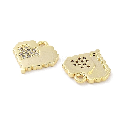 Brass Micro Pave Clear Cubic Zirconia Pendants ZIRC-P120-09G-1