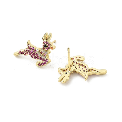 Horse Brass Micro Pave Cubic Zirconia Stud Earrings EJEW-M077-13G-1