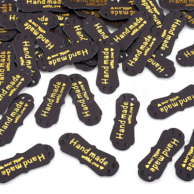 40Pcs PU Leather Craft Label Tags DIY-TADJ0001-22D-1