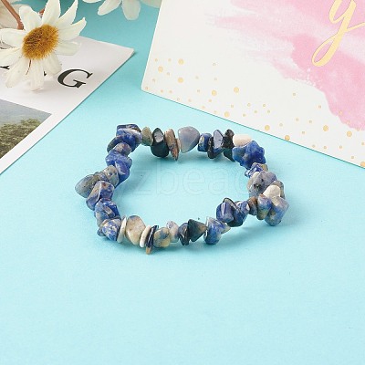 Natural Sodalite Beads Stretch Bracelets for Children BJEW-JB06388-03-1