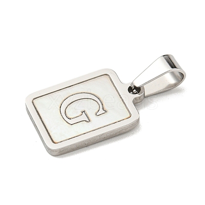 304 Stainless Steel Pave Natural White Shell Pendants STAS-S130-03P-G-1