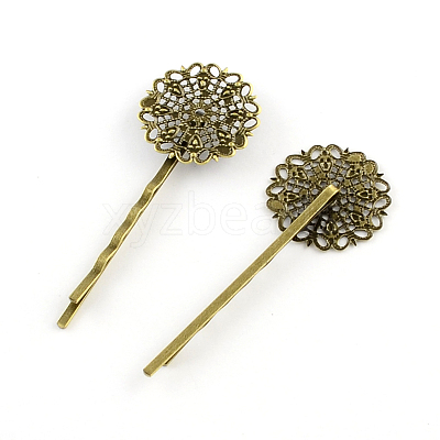 Filigree Flower Tray Vintage Iron Hair Bobby Pin Findings MAK-Q001-003AB-1