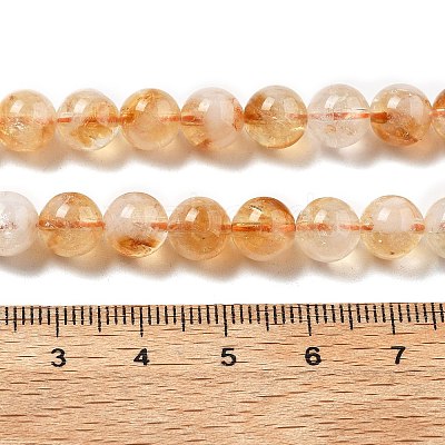 Heated Natural Citrine Beads Strands G-A262-A01-8mm-1