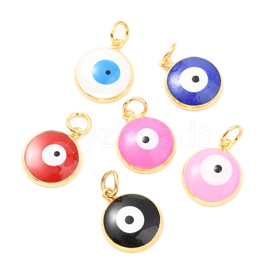 Brass Enamel Pendants ZIRC-J025-71G-B-1