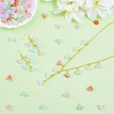 140Pcs 7 Colors Acrylic Lotus Charms FIND-SC0019-60-1