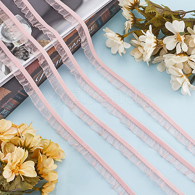 Nylon Chiffon Elastic Lace Trim OCOR-WH0082-159B-1