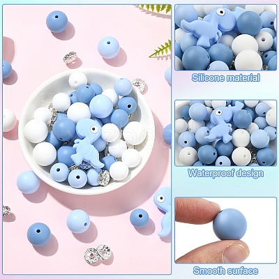 47Pcs 7 Styles Cartoon Silicone Beads FIND-YW0010-39A-1