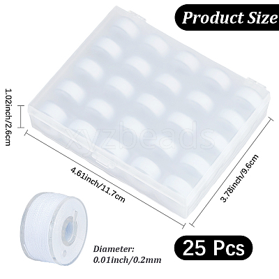 25Pcs Polyester Sewing Thread with Transparent Bobbin Box Sets SENE-WH20003-001B-1