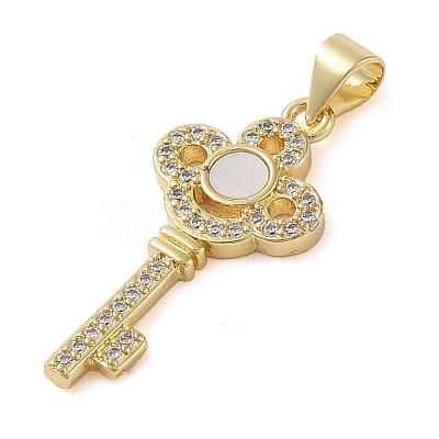Brass Micro Pave Clear Cubic Zirconia Pendants KK-I712-58G-04-1