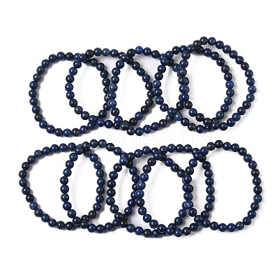 Natural Lapis Lazuli Beaded Stretch Bracelets BJEW-D446-B-41-1