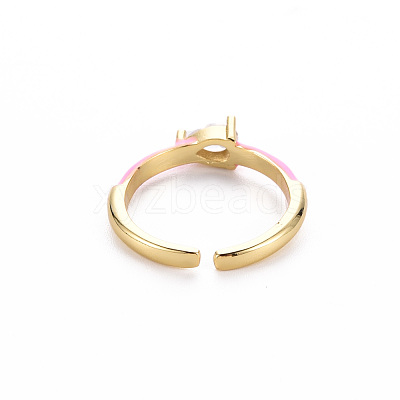 Brass Enamel Cuff Rings RJEW-T016-27E-NF-1