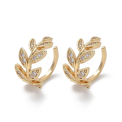 Brass Micro Pave Clear Cubic Zirconia Cuff Earrings X-EJEW-I249-11G-1