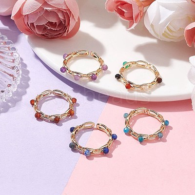 Brass Cable Chain Shape Open Cuff Rings RJEW-JR00712-1