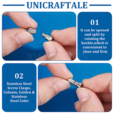 4Pcs 2 Colors 304 Stainless Steel Screw Clasps STAS-UN0061-27-1
