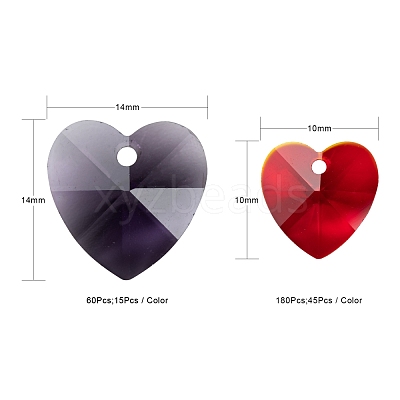 240Pcs 8 Style Romantic Valentines Ideas Glass Charms GLAA-LS0001-06-1