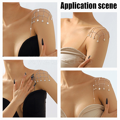 Iron Rhinestone Sexy Shoulder Bra Body Chain FIND-FH0008-14G-1