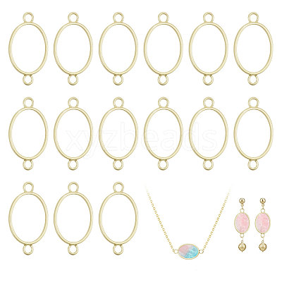 32Pcs Alloy Oval Open Back Bezel Connector Charms FIND-CA0011-77LG-1