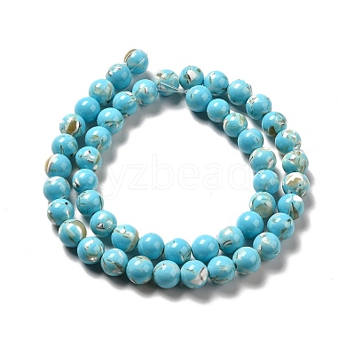 Synthetic Turquoise and Sea Shell Assembled Beads Strands G-D482-01C-07-1
