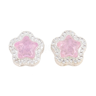 Brass Clear Cubic Zirconia Beads KK-B186-01S-1