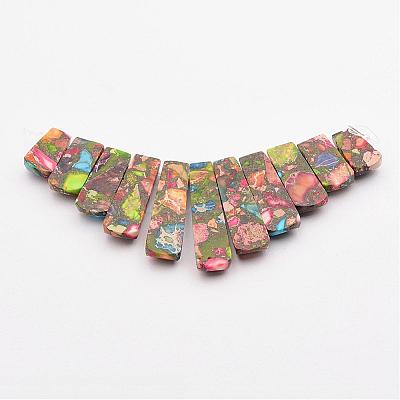 Assembled Gold Line and Imperial Jasper Beads Strands G-P298-K01-1