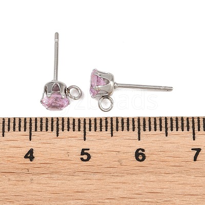 304 Stainless Steel Micro Pave Cubic Zirconia Stud Earring Findings STAS-H240-56P-12-1