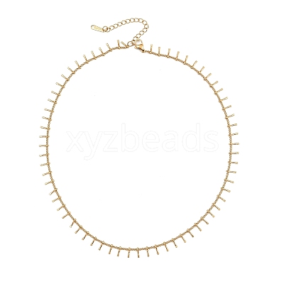 304 Stainless Steel Bar Tassel Curb Chain Necklaces for Women NJEW-G179-04G-1