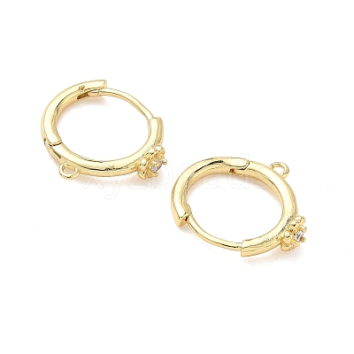 Brass Micro Pave Clear Cubic Zirconia Hoop Earring Findings KK-G547-04G-1